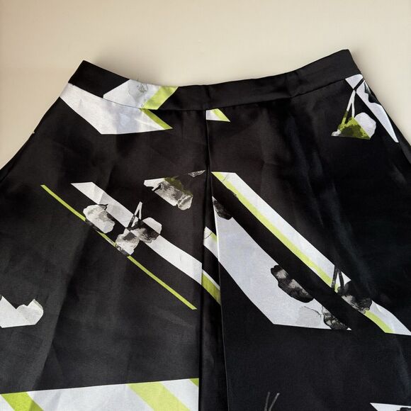 Lane Bryant Women's Full Circle Skirt Black White Lime Block Knee Size 14 - Picture 3 of 11